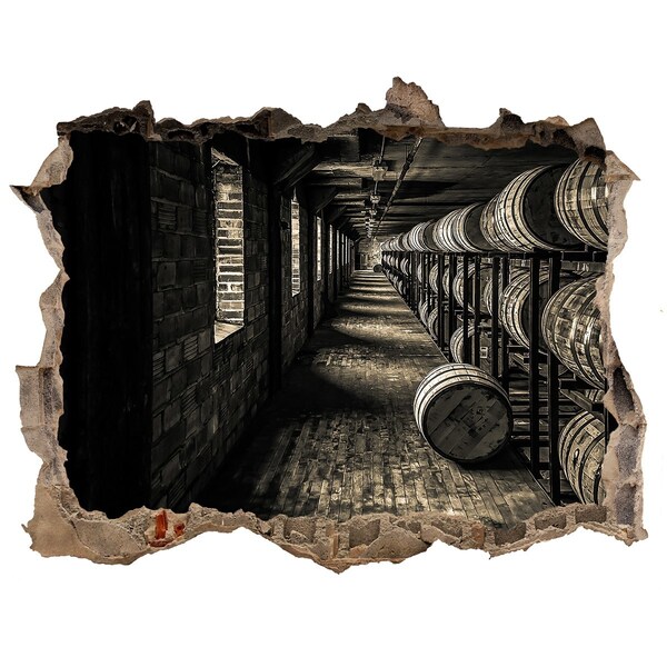 Pegatina de vinilo agujero 3d para pared Interior de la bodega de barricas