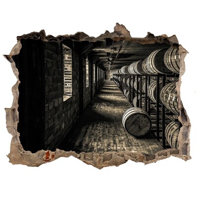 Pegatina de vinilo agujero 3d para pared Interior de la bodega de barricas