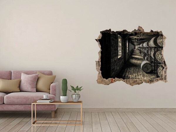 Pegatina de vinilo agujero 3d para pared Interior de la bodega de barricas