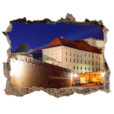 Pegatina de vinilo agujero 3d para pared El castillo en el paisaje nocturno