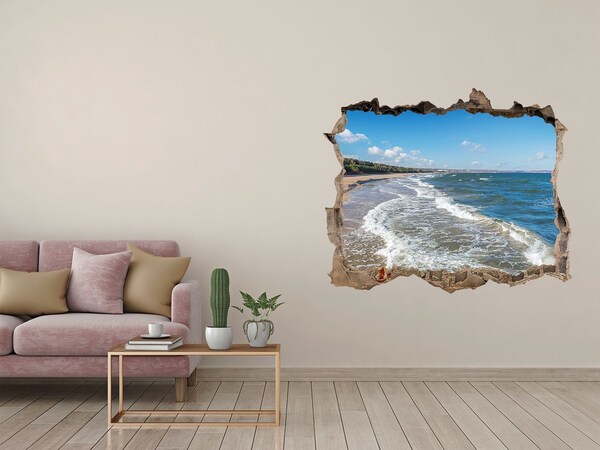 Pegatina de vinilo agujero 3d para pared Vista al mar