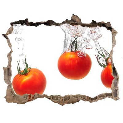Pegatina de vinilo agujero 3d para pared Tomates jugosos en agua