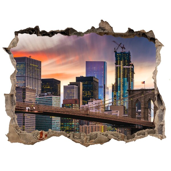 Pegatina de vinilo agujero 3d para pared Puente de Brooklyn en Nueva York