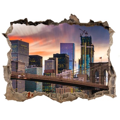 Fototapeta dziura na ścianę 3d Most Brooklyński w Nowym Jorku