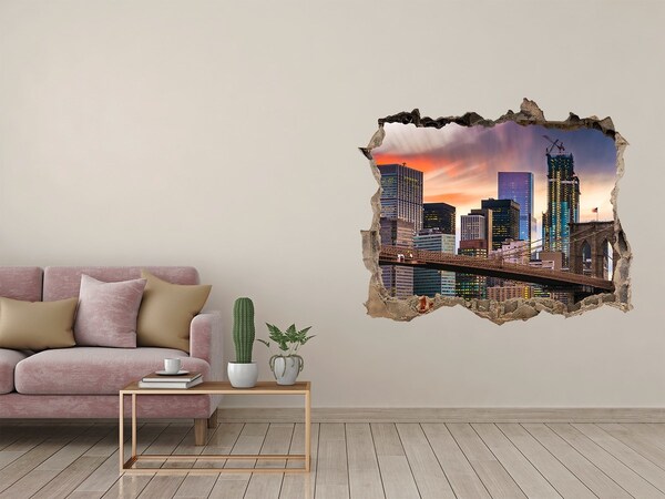 Pegatina de vinilo agujero 3d para pared Puente de Brooklyn en Nueva York