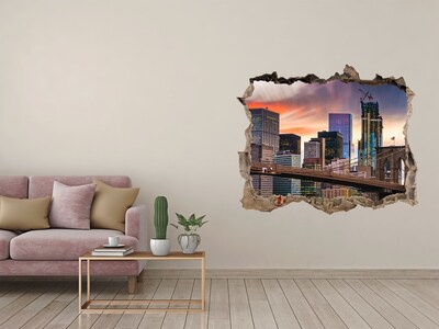 Pegatina de vinilo agujero 3d para pared Puente de Brooklyn en Nueva York