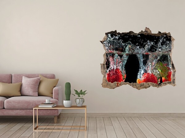 Vinilo pared rota 3d efecto realista Explosión de fruta en el agua