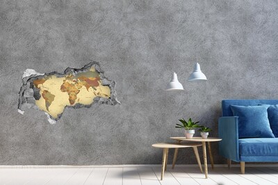 Pegatina de vinilo agujero 3d para pared Mapa de África en estilo retro