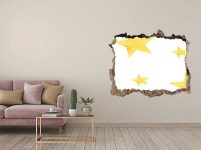 Vinilo pared rota 3d efecto realista Estrella dorada sobre fondo blanco