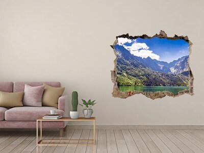 Pegatina de vinilo agujero 3d para pared Paisaje de montaña junto al lago