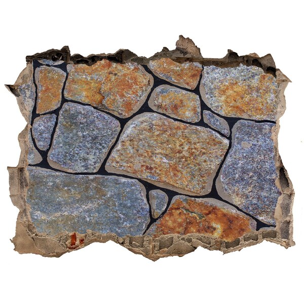 Vinilo pared rota 3d efecto realista Muro en ruinas con piedras