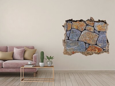 Vinilo pared rota 3d efecto realista Muro en ruinas con piedras