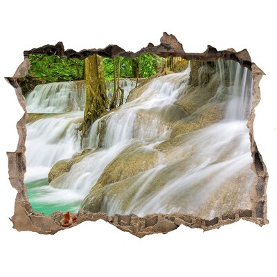 Pegatina de vinilo agujero 3d para pared Cascada en la selva