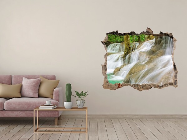 Pegatina de vinilo agujero 3d para pared Cascada en la selva