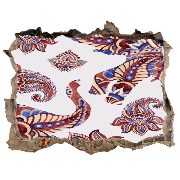 Dziura 3d fototapeta naklejka Kolorowe wzory w dziurze w ścianie