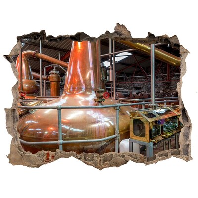 Vinilo pared rota 3d efecto realista Interior de una destilería de whisky