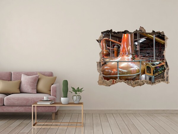 Vinilo pared rota 3d efecto realista Interior de una destilería de whisky