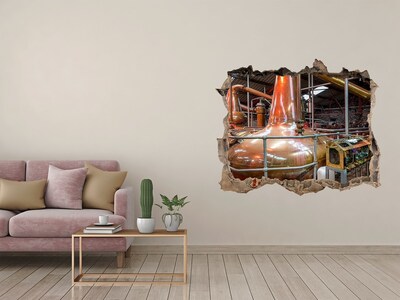 Vinilo pared rota 3d efecto realista Interior de una destilería de whisky