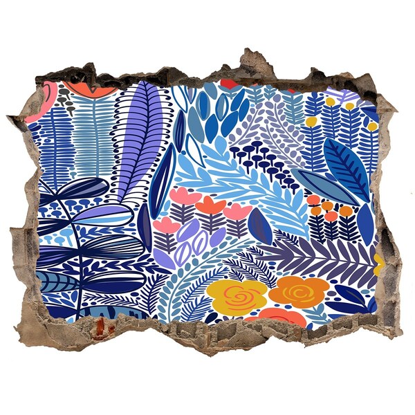 Pegatina de vinilo agujero 3d para pared Jardín tropical en un agujero en la pared