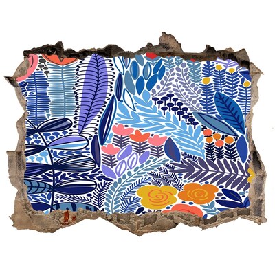 Pegatina de vinilo agujero 3d para pared Jardín tropical en un agujero en la pared