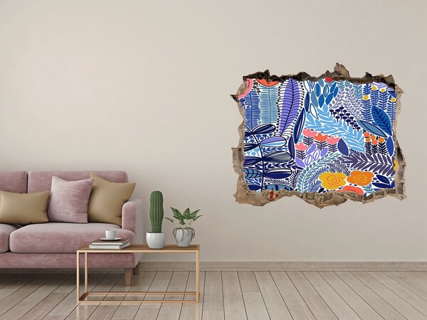 Pegatina de vinilo agujero 3d para pared Jardín tropical en un agujero en la pared