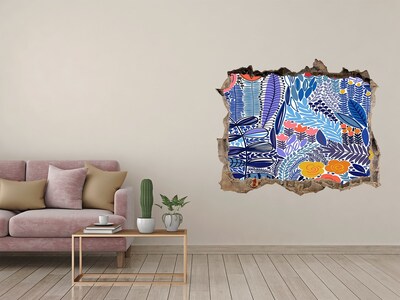 Pegatina de vinilo agujero 3d para pared Jardín tropical en un agujero en la pared