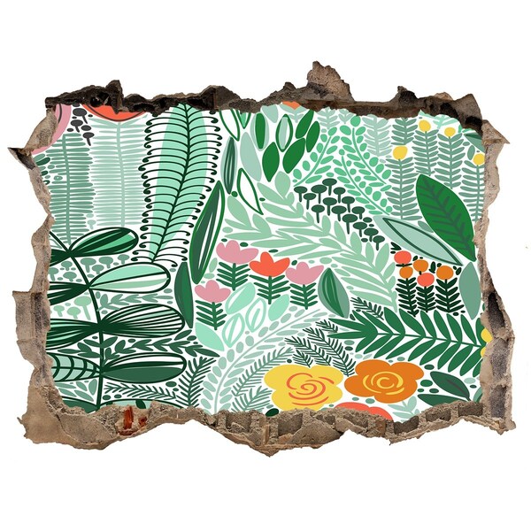 Pegatina agujero en la pared autoadhesiva Jardín de flores en un agujero en la pared