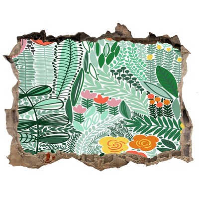 Pegatina agujero en la pared autoadhesiva Jardín de flores en un agujero en la pared