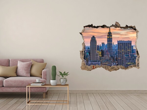 Vinilo pared rota 3d efecto realista Vista de Nueva York