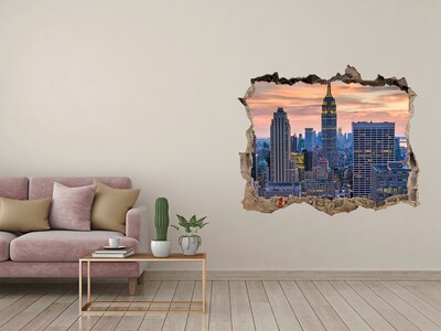 Vinilo pared rota 3d efecto realista Vista de Nueva York