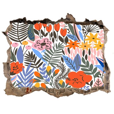 Pegatina de vinilo agujero 3d para pared Mural de flores a través de un agujero en la pared