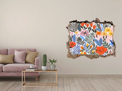 Pegatina de vinilo agujero 3d para pared Mural de flores a través de un agujero en la pared