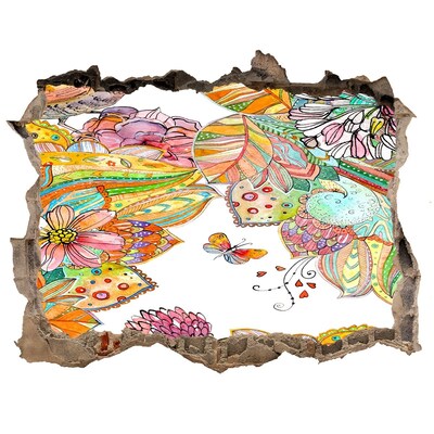 Pegatina de vinilo agujero 3d para pared Un paraíso de flores detrás de los muros