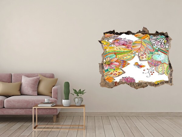 Pegatina de vinilo agujero 3d para pared Un paraíso de flores detrás de los muros