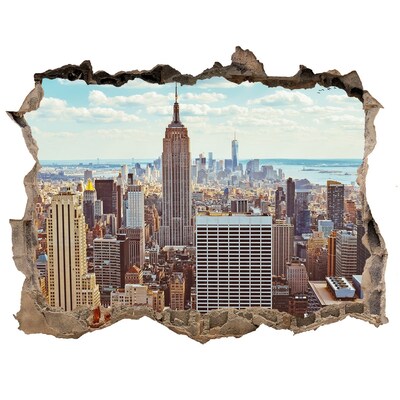 Vinilo pared rota 3d efecto realista Vista de Nueva York