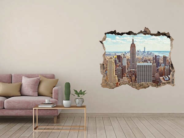 Vinilo pared rota 3d efecto realista Vista de Nueva York