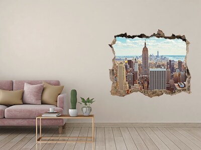 Vinilo pared rota 3d efecto realista Vista de Nueva York