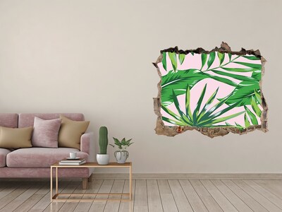 Pegatina de vinilo agujero 3d para pared Un oasis tropical en un agujero en la pared