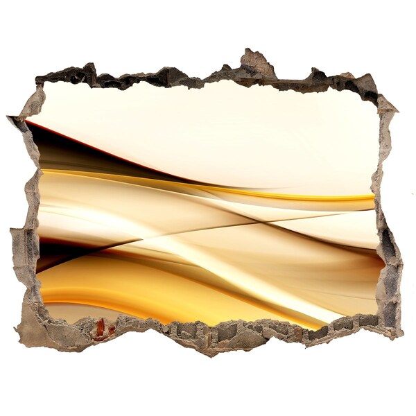 Trampantojo de pared rota efecto profundidad Olas doradas en un agujero en la pared