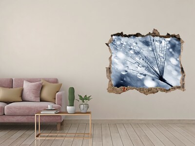 Trampantojo de pared rota efecto profundidad Gotas de rocío sobre un diente de león