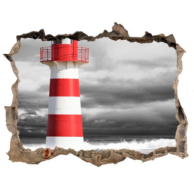 Pegatina agujero en la pared autoadhesiva Un faro en un entorno tormentoso