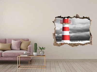 Pegatina agujero en la pared autoadhesiva Un faro en un entorno tormentoso