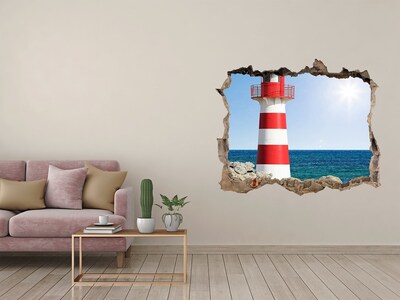 Vinilo pared rota 3d efecto realista Un faro junto al mar