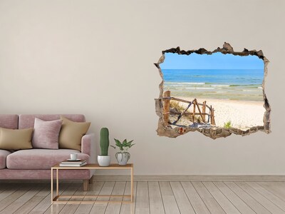 Pegatina de vinilo agujero 3d para pared Vista de la playa junto al mar