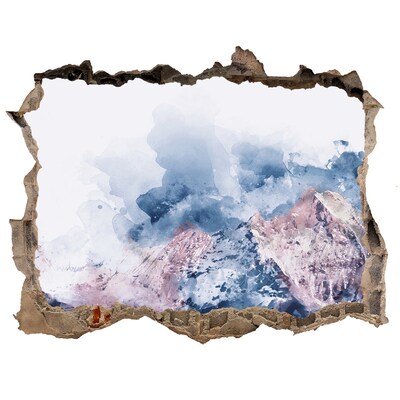 Pegatina de vinilo agujero 3d para pared Paisaje de montaña en un agujero en la pared