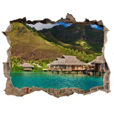 Pegatina agujero en la pared autoadhesiva Un oasis tropical entre las montañas
