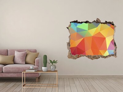 Vinilo pared rota 3d efecto realista Geometría colorida en un agujero en la pared