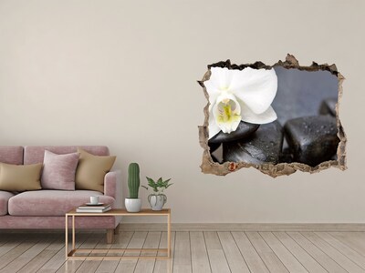 Pegatina de vinilo agujero 3d para pared Flores y piedras en el spa