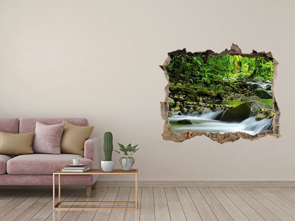 Vinilo pared rota 3d efecto realista Cascada en el bosque tropical
