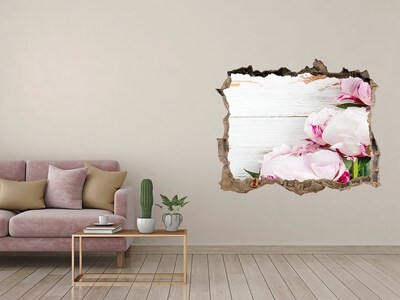Vinilo pared rota 3d efecto realista Encanto floral en un agujero de hormigón